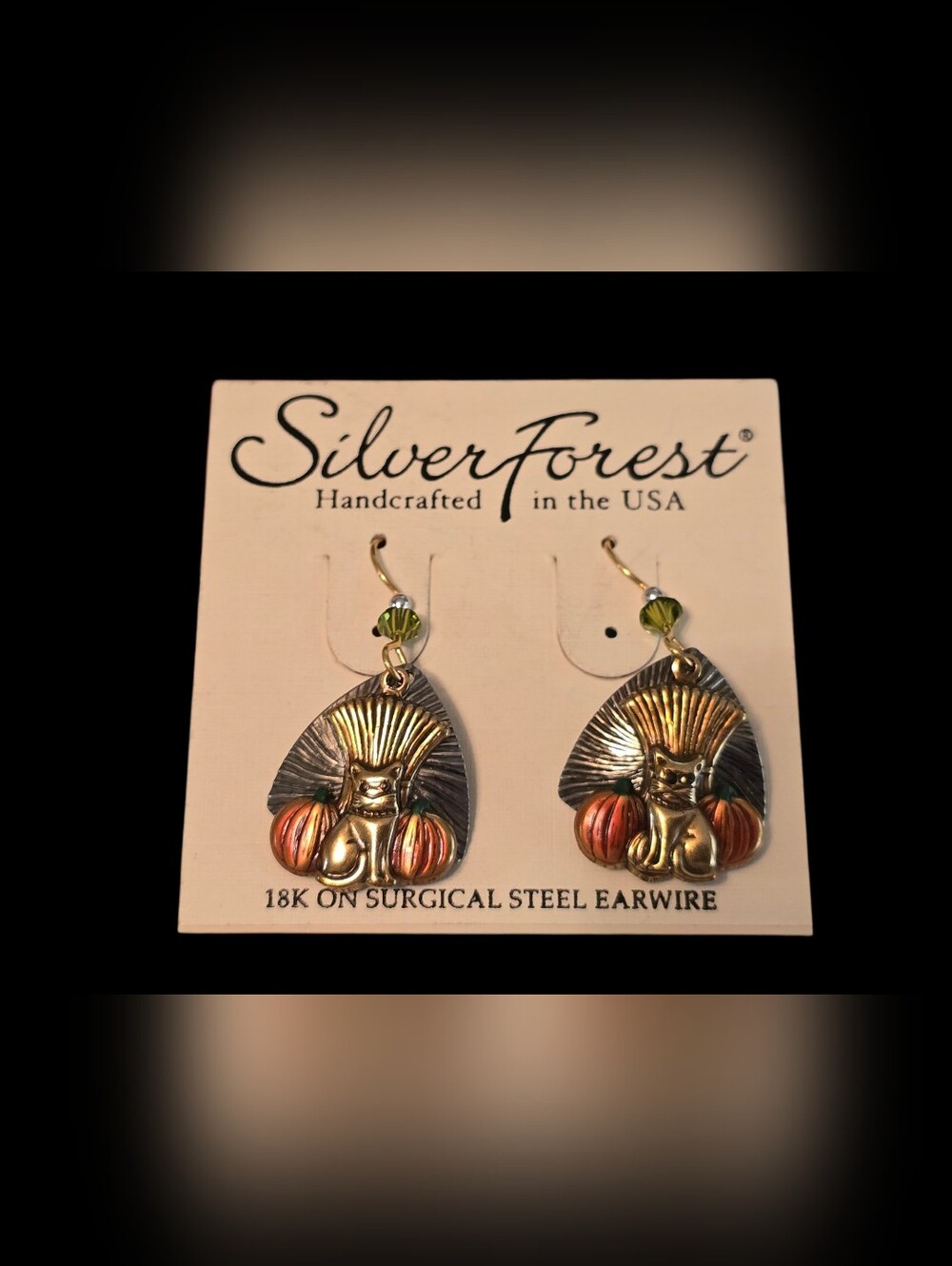 Vintage | Silver Forest Gold & Copper Cat Pumpkin Earrings